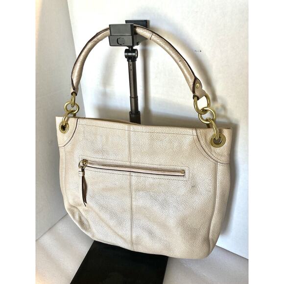 Coach Penelope Cream Champaign Metallic Leather Tote Bag Purse And Wallet Fold - Picture 8 of 16